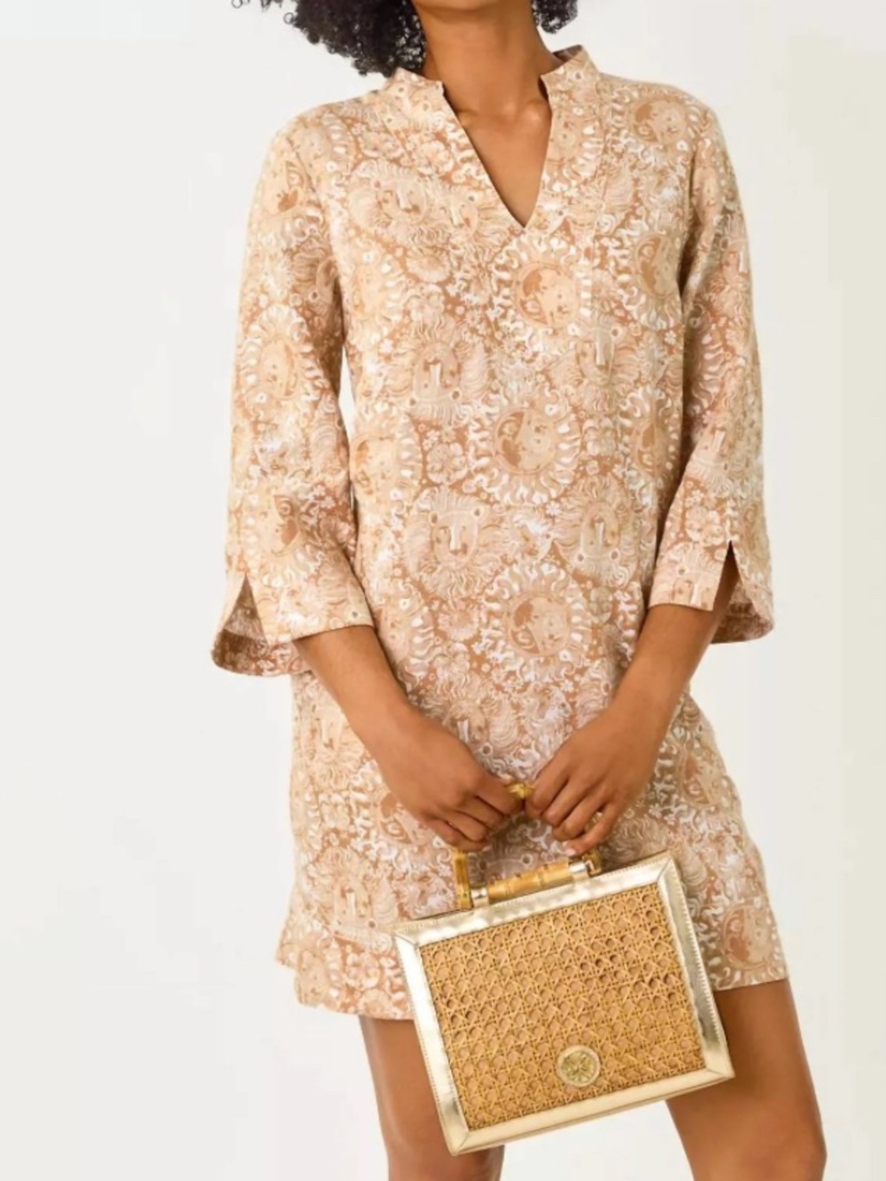 NWOT Lilly Pulitzer Linen Annadetta Tunic Dress Iced Latte Size 4